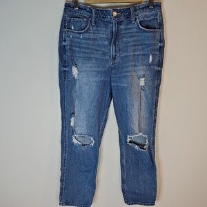 Hollister Size 12 High Rise Mom Jeans - Distressed Style Blue